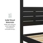 Struttura letto a baldacchino Queen in pino naturale / nero, 1 posto, legno massello di pino