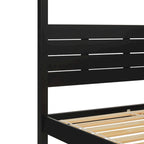 Struttura letto a baldacchino Queen in pino naturale / nero, 1 posto, legno massello di pino