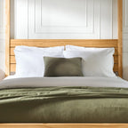 Struttura letto a baldacchino Queen in pino naturale / nero, 1 posto, legno massello di pino