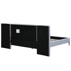 Letto King imbottito in bouclé bianco con luci e mensole, 2 persone