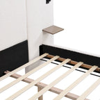Letto King imbottito in bouclé bianco con luci e mensole, 2 persone