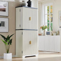 Mobile contenitore scanalato a 4 ante, Rovere Bianco/Naturale/Verde Militare, H 183 cm