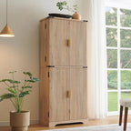 Mobile contenitore scanalato a 4 ante, Rovere Bianco/Naturale/Verde Militare, H 183 cm