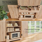 Mobile contenitore scanalato a 4 ante, Rovere Bianco/Naturale/Verde Militare, H 183 cm