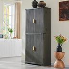 Mobile contenitore scanalato a 4 ante, Rovere Bianco/Naturale/Verde Militare, H 183 cm