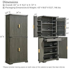 Mobile contenitore scanalato a 4 ante, Rovere Bianco/Naturale/Verde Militare, H 183 cm
