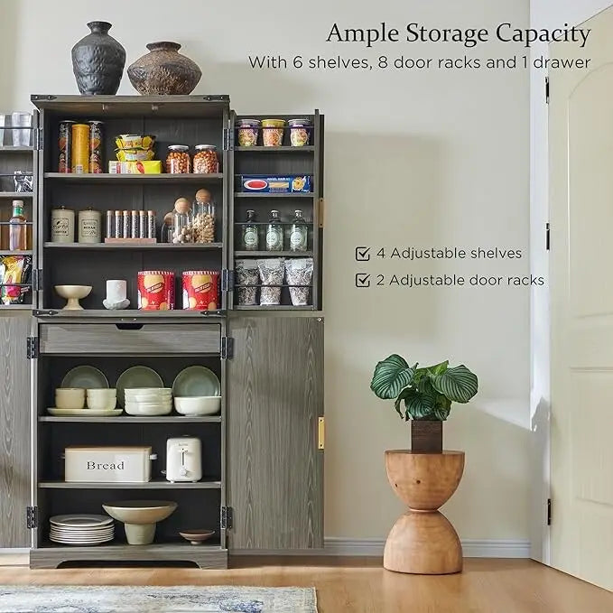 Mobile contenitore scanalato a 4 ante, Rovere Bianco/Naturale/Verde Militare, H 183 cm