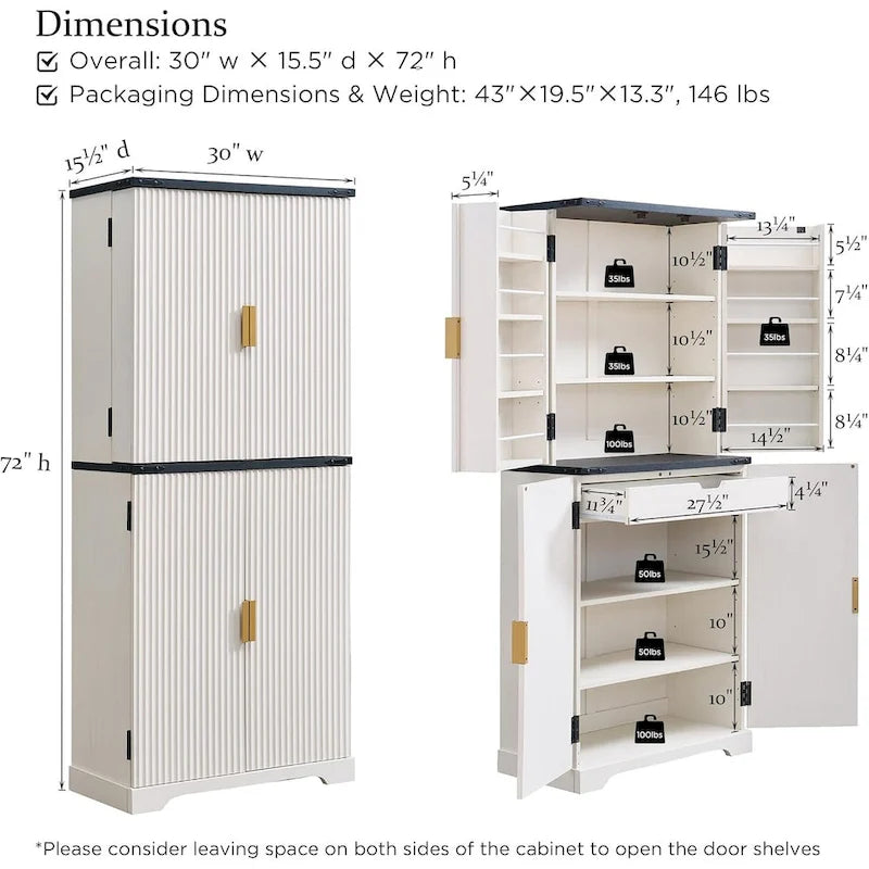 Mobile contenitore scanalato a 4 ante, Rovere Bianco/Naturale/Verde Militare, H 183 cm