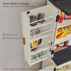 Mobile contenitore scanalato a 4 ante, Rovere Bianco/Naturale/Verde Militare, H 183 cm