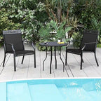 Poltrona da giardino ad alto schienale blu/caffè/nera, set da 2