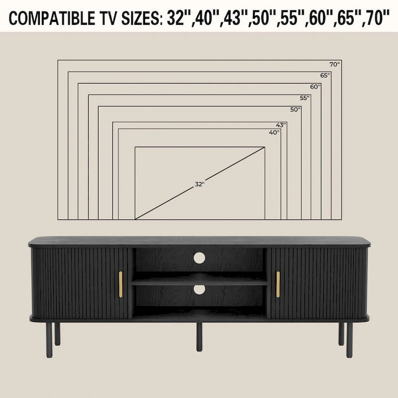 Mobile TV Tambour con consolle multimediale per TV fino a 55 pollici