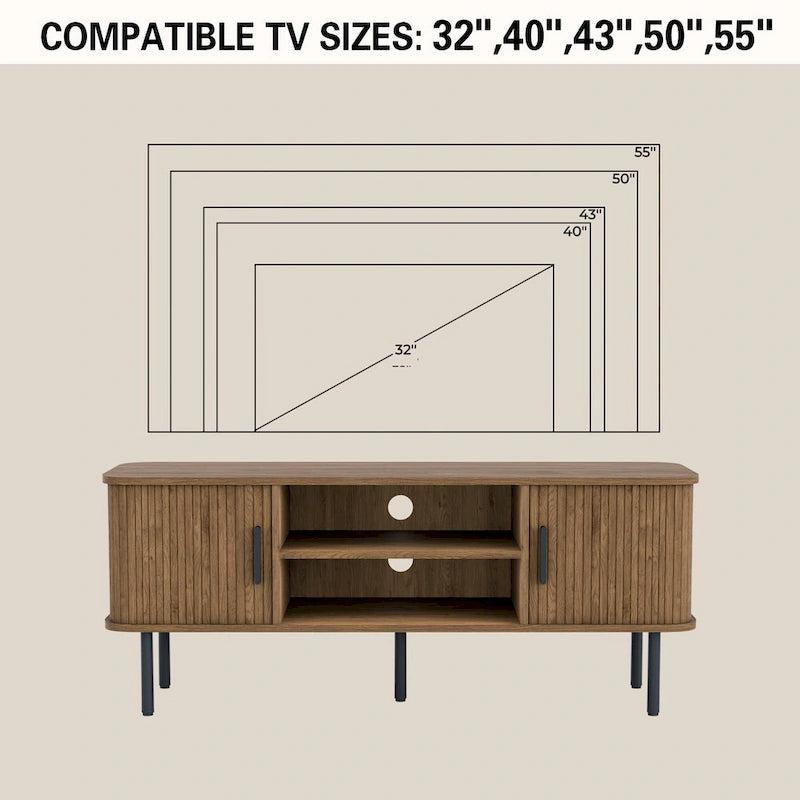 Mobile TV Tambour con consolle multimediale per TV fino a 55 pollici