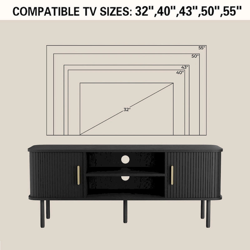 Mobile TV Tambour con consolle multimediale per TV fino a 55 pollici