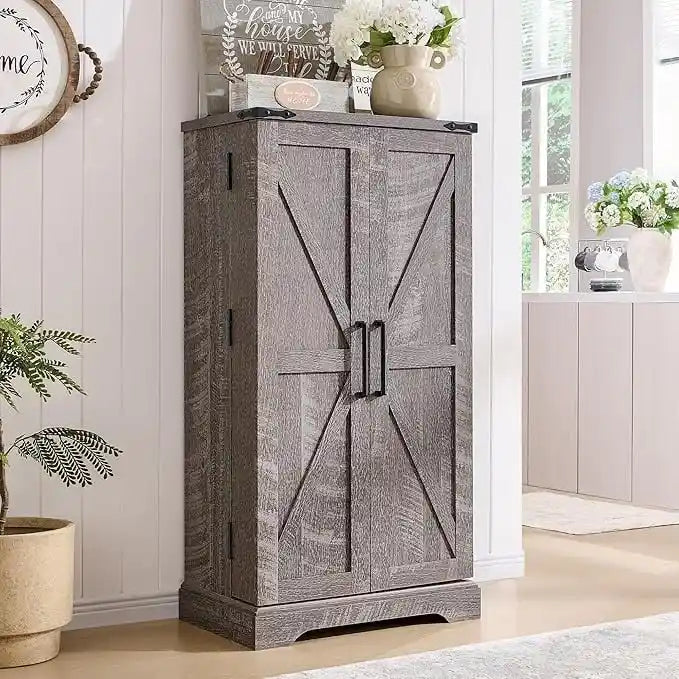 Mobiletto da cucina a sportello scorrevole stile rustico, 5 ripiani, montaggio per 1 persona
