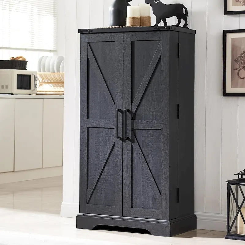 Mobiletto da cucina a sportello scorrevole stile rustico, 5 ripiani, montaggio per 1 persona