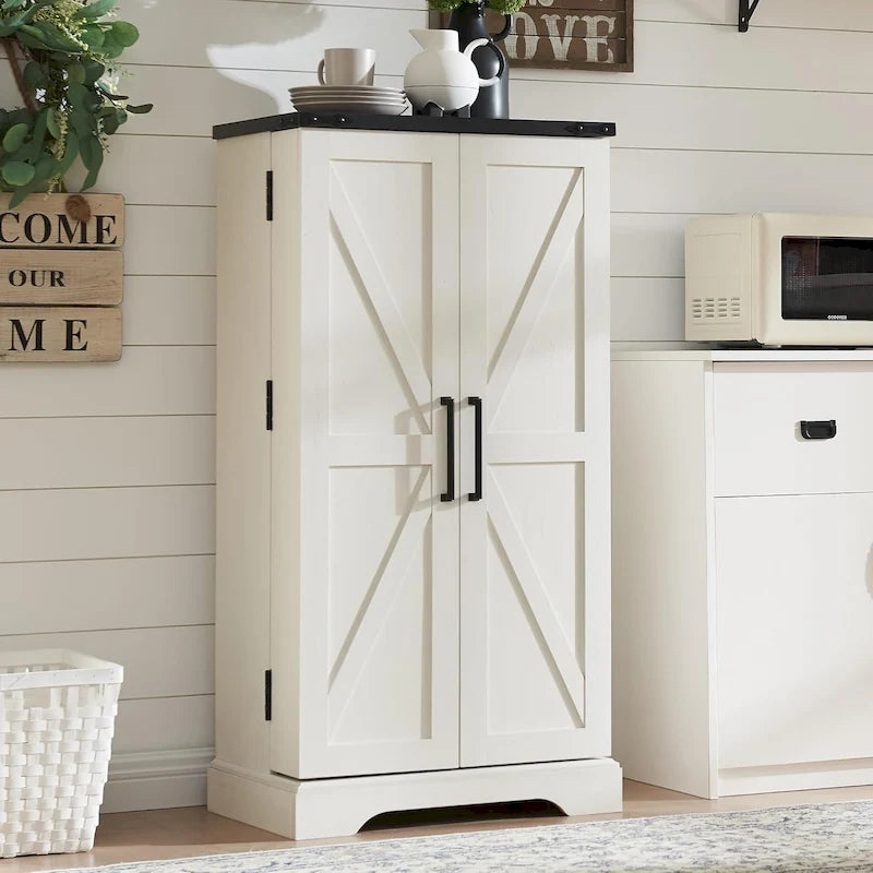 Mobiletto da cucina a sportello scorrevole stile rustico, 5 ripiani, montaggio per 1 persona