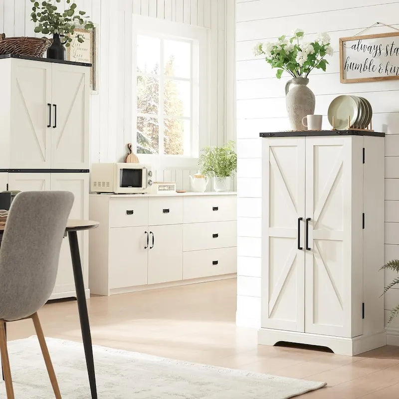 Mobiletto da cucina a sportello scorrevole stile rustico, 5 ripiani, montaggio per 1 persona