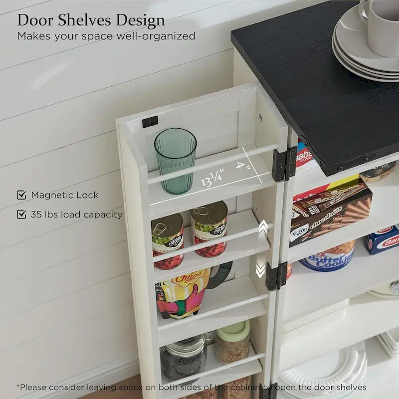 Mobiletto da cucina a sportello scorrevole stile rustico, 5 ripiani, montaggio per 1 persona