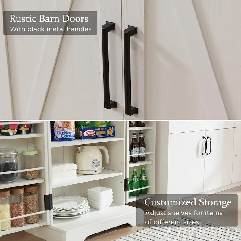 Mobiletto da cucina a sportello scorrevole stile rustico, 5 ripiani, montaggio per 1 persona