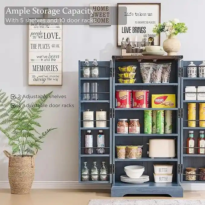Mobiletto da cucina a sportello scorrevole stile rustico, 5 ripiani, montaggio per 1 persona