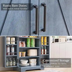Mobiletto da cucina a sportello scorrevole stile rustico, 5 ripiani, montaggio per 1 persona