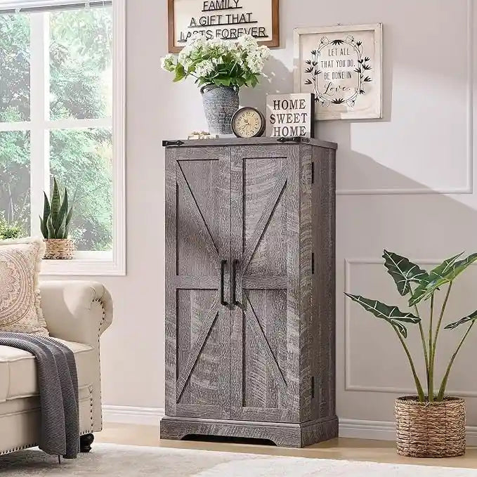 Mobiletto da cucina a sportello scorrevole stile rustico, 5 ripiani, montaggio per 1 persona