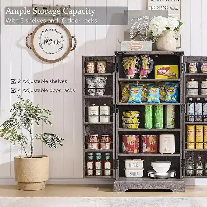 Mobiletto da cucina a sportello scorrevole stile rustico, 5 ripiani, montaggio per 1 persona