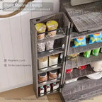 Mobiletto da cucina a sportello scorrevole stile rustico, 5 ripiani, montaggio per 1 persona