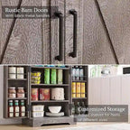 Mobiletto da cucina a sportello scorrevole stile rustico, 5 ripiani, montaggio per 1 persona