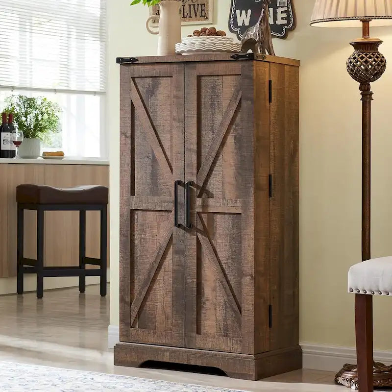 Mobiletto da cucina a sportello scorrevole stile rustico, 5 ripiani, montaggio per 1 persona
