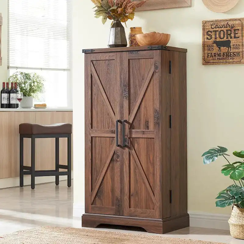 Mobiletto da cucina a sportello scorrevole stile rustico, 5 ripiani, montaggio per 1 persona