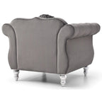 Poltrona d'Appoggio in Velluto Trapuntato Hollywood Chesterfield con Cuscino Rotondo - 39L x 35W x 34H