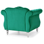 Poltrona d'Appoggio in Velluto Trapuntato Hollywood Chesterfield con Cuscino Rotondo - 39L x 35W x 34H