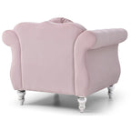Poltrona d'Appoggio in Velluto Trapuntato Hollywood Chesterfield con Cuscino Rotondo - 39L x 35W x 34H