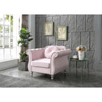Poltrona d'Appoggio in Velluto Trapuntato Hollywood Chesterfield con Cuscino Rotondo - 39L x 35W x 34H