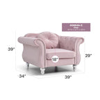 Poltrona d'Appoggio in Velluto Trapuntato Hollywood Chesterfield con Cuscino Rotondo - 39L x 35W x 34H