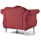 Poltrona d'Appoggio in Velluto Trapuntato Hollywood Chesterfield con Cuscino Rotondo - 39L x 35W x 34H