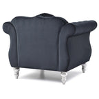 Poltrona d'Appoggio in Velluto Trapuntato Hollywood Chesterfield con Cuscino Rotondo - 39L x 35W x 34H