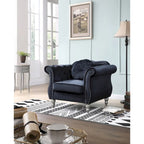 Poltrona d'Appoggio in Velluto Trapuntato Hollywood Chesterfield con Cuscino Rotondo - 39L x 35W x 34H