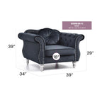 Poltrona d'Appoggio in Velluto Trapuntato Hollywood Chesterfield con Cuscino Rotondo - 39L x 35W x 34H