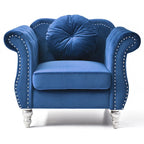 Poltrona d'Appoggio in Velluto Trapuntato Hollywood Chesterfield con Cuscino Rotondo - 39L x 35W x 34H