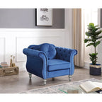 Poltrona d'Appoggio in Velluto Trapuntato Hollywood Chesterfield con Cuscino Rotondo - 39L x 35W x 34H