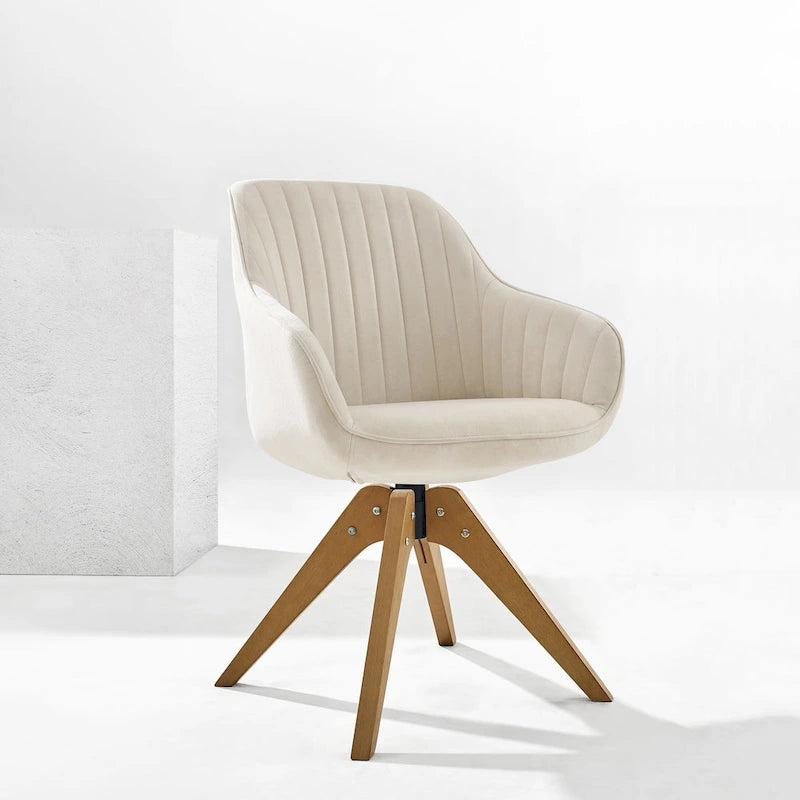 Sedia direzionale girevole classica Art Leon con gambe in legno
