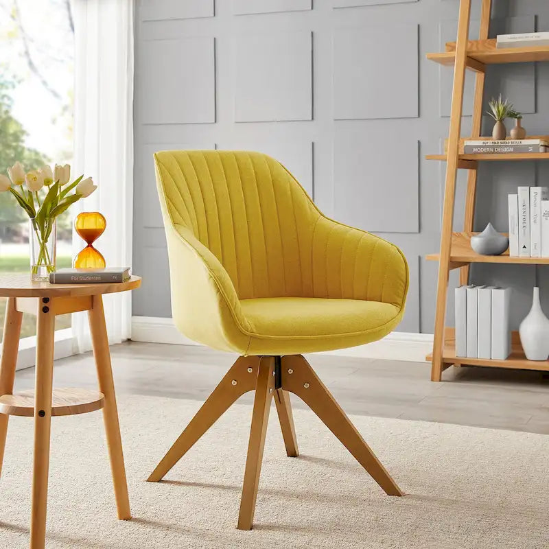 Sedia direzionale girevole classica Art Leon con gambe in legno