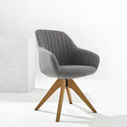 Sedia direzionale girevole classica Art Leon con gambe in legno