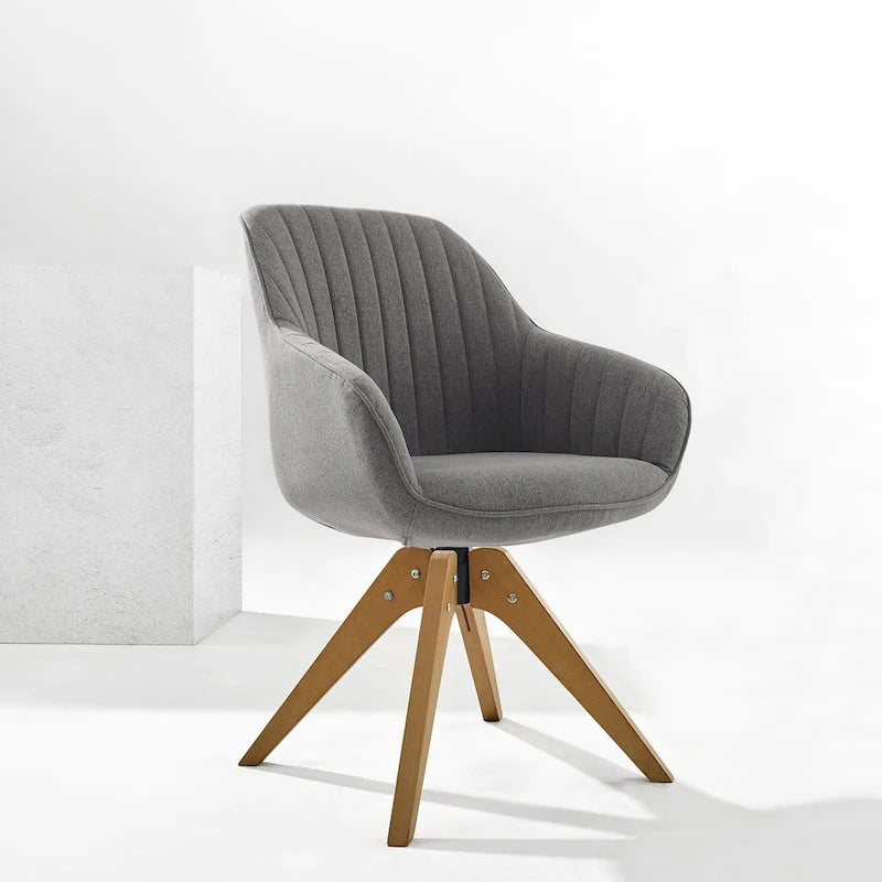 Sedia direzionale girevole classica Art Leon con gambe in legno