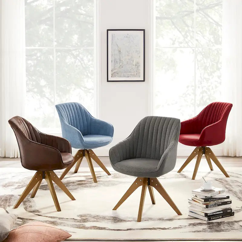 Sedia direzionale girevole classica Art Leon con gambe in legno