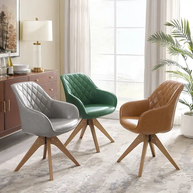 Sedia direzionale girevole classica Art Leon con gambe in legno