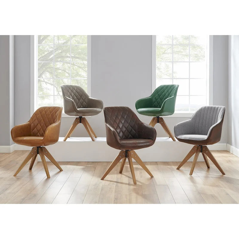 Sedia direzionale girevole classica Art Leon con gambe in legno