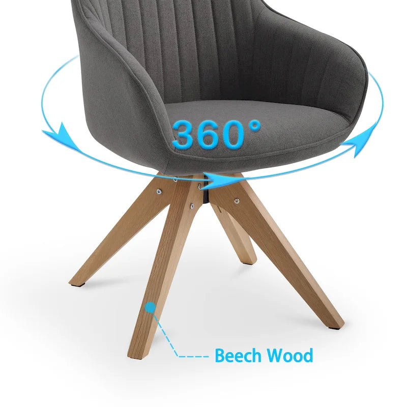Sedia direzionale girevole classica Art Leon con gambe in legno